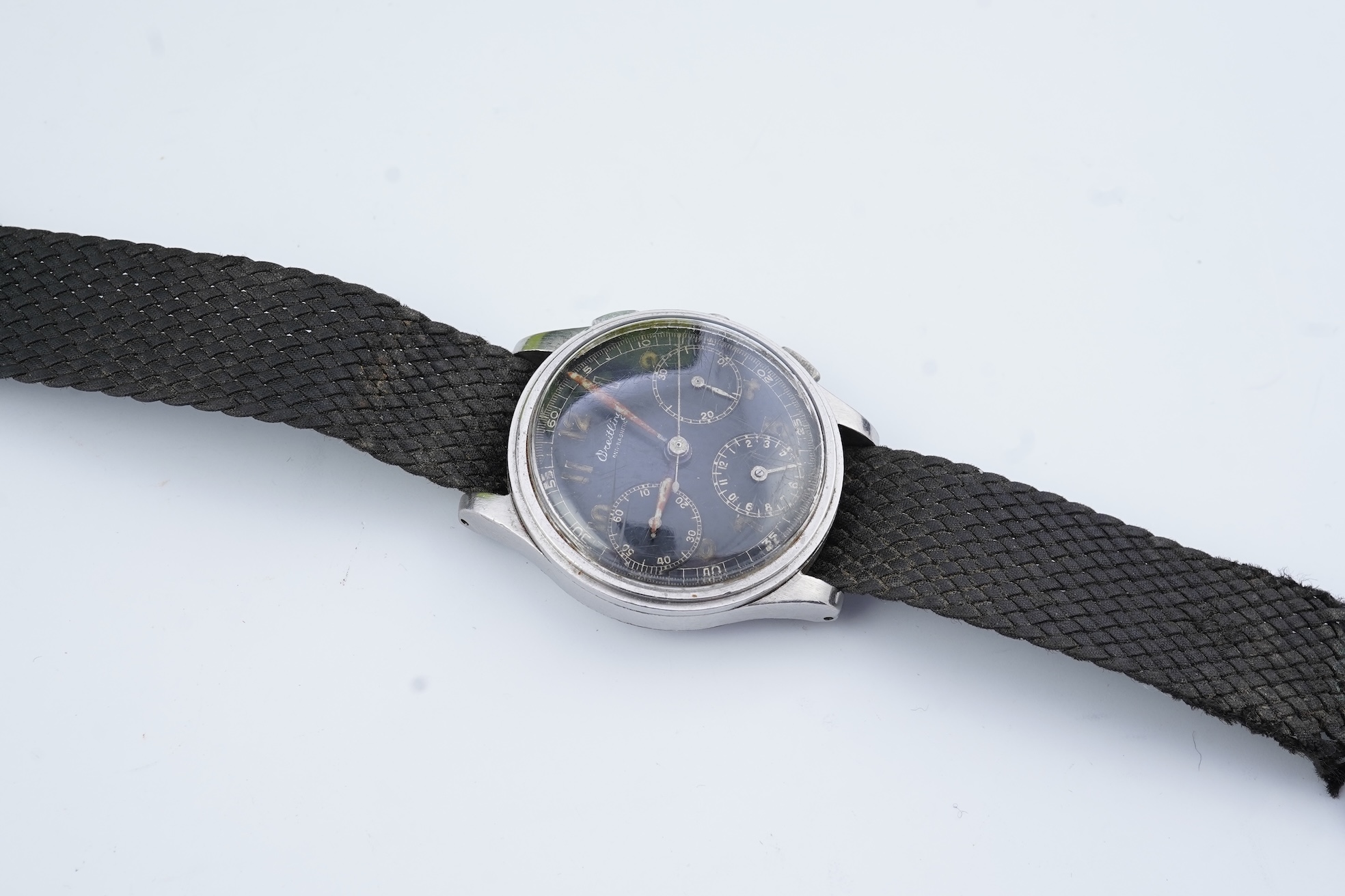 A gentleman's 1950s? steel Breitling Anti-Magnetic chronograph manual wind wrist watch